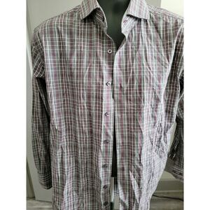LORENZO UOMO 16 32/33 GREY PLAID MEN'S‎ LS SHIRT